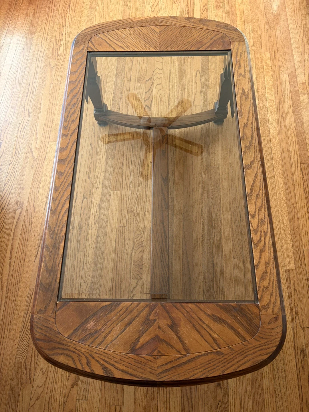 Oak Wood Coffee Table with Glass Top