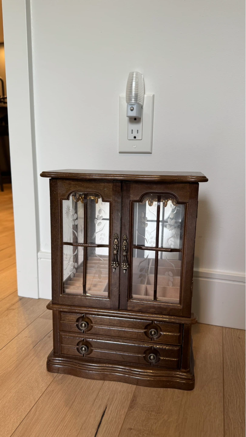 Wooden Jewellery Box with Glass Doors
