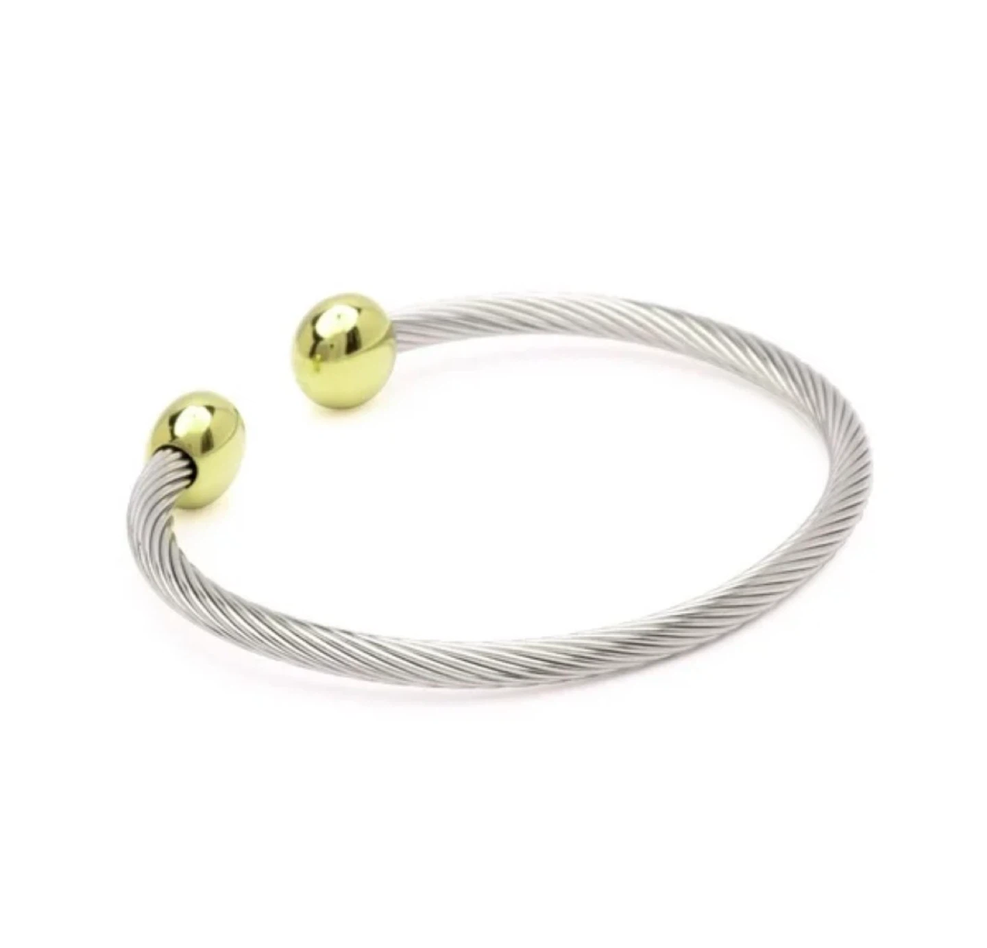 18k plated Bangle Bracelet with Gold Tone Balls - photo 3
