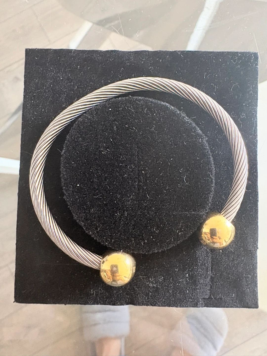 18k plated Bangle Bracelet with Gold Tone Balls - photo 5