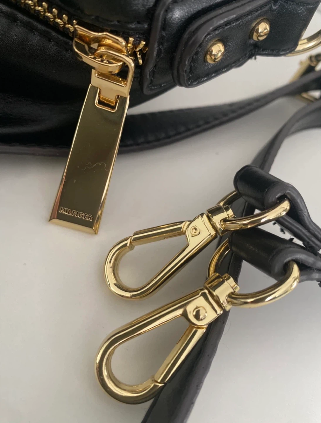 Tommy Hilfiger Black Satchel Handbag with Stripe Detail - photo 5