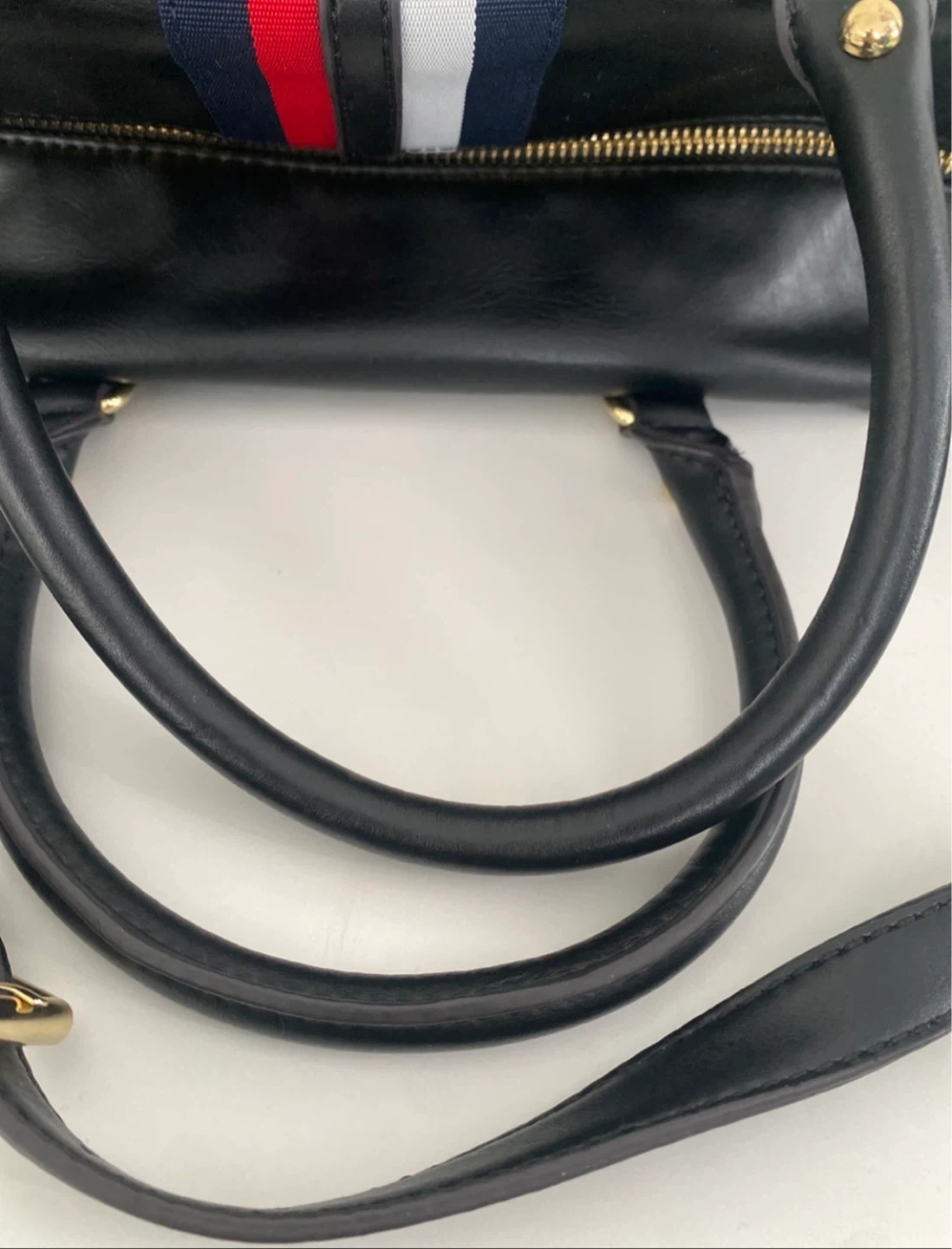 Tommy Hilfiger Black Satchel Handbag with Stripe Detail - photo 4