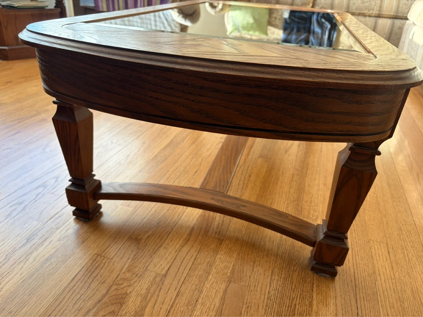 Oak Wood Coffee Table with Glass Top - photo 3