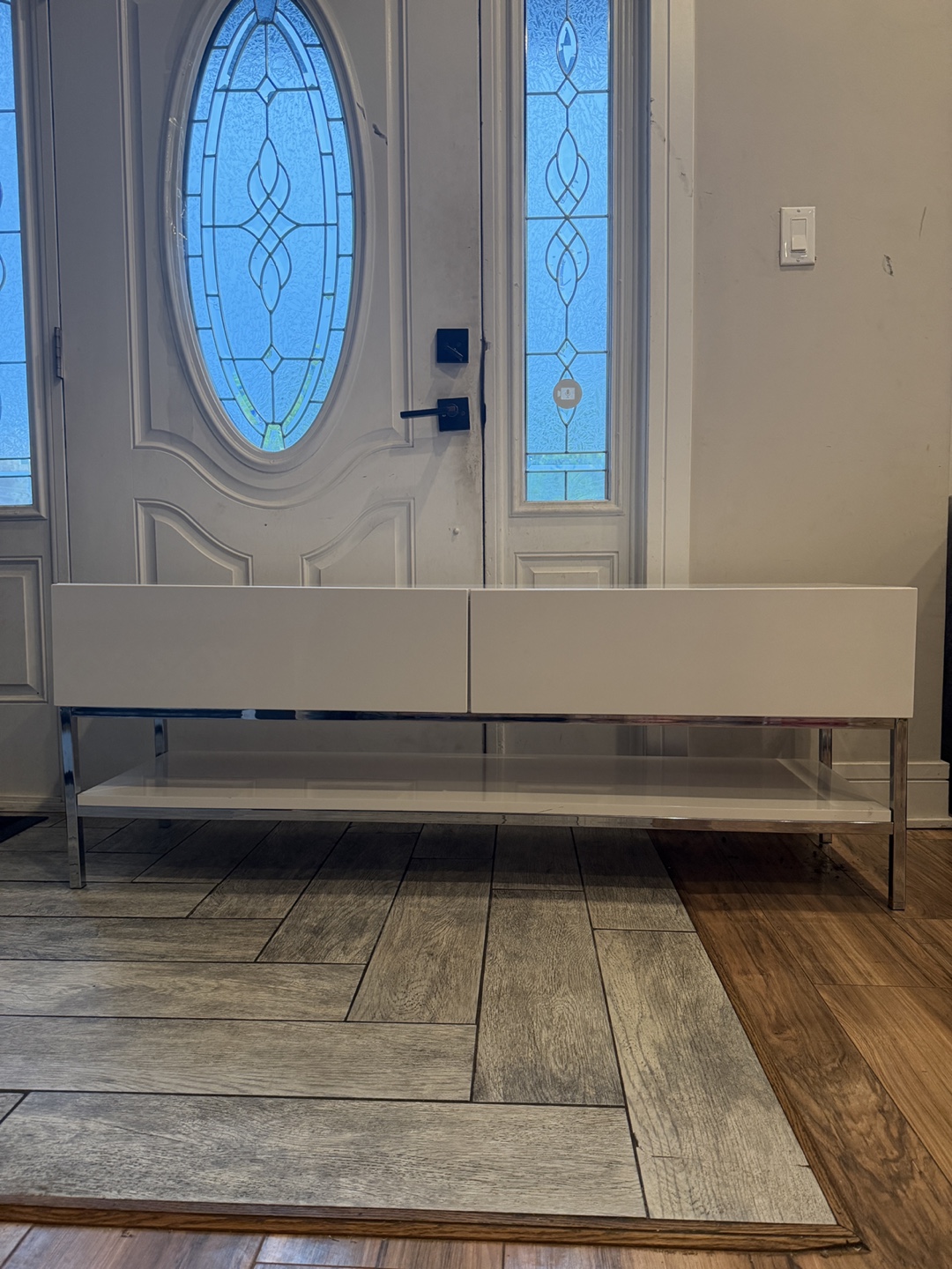 White Glossy TV Console Table