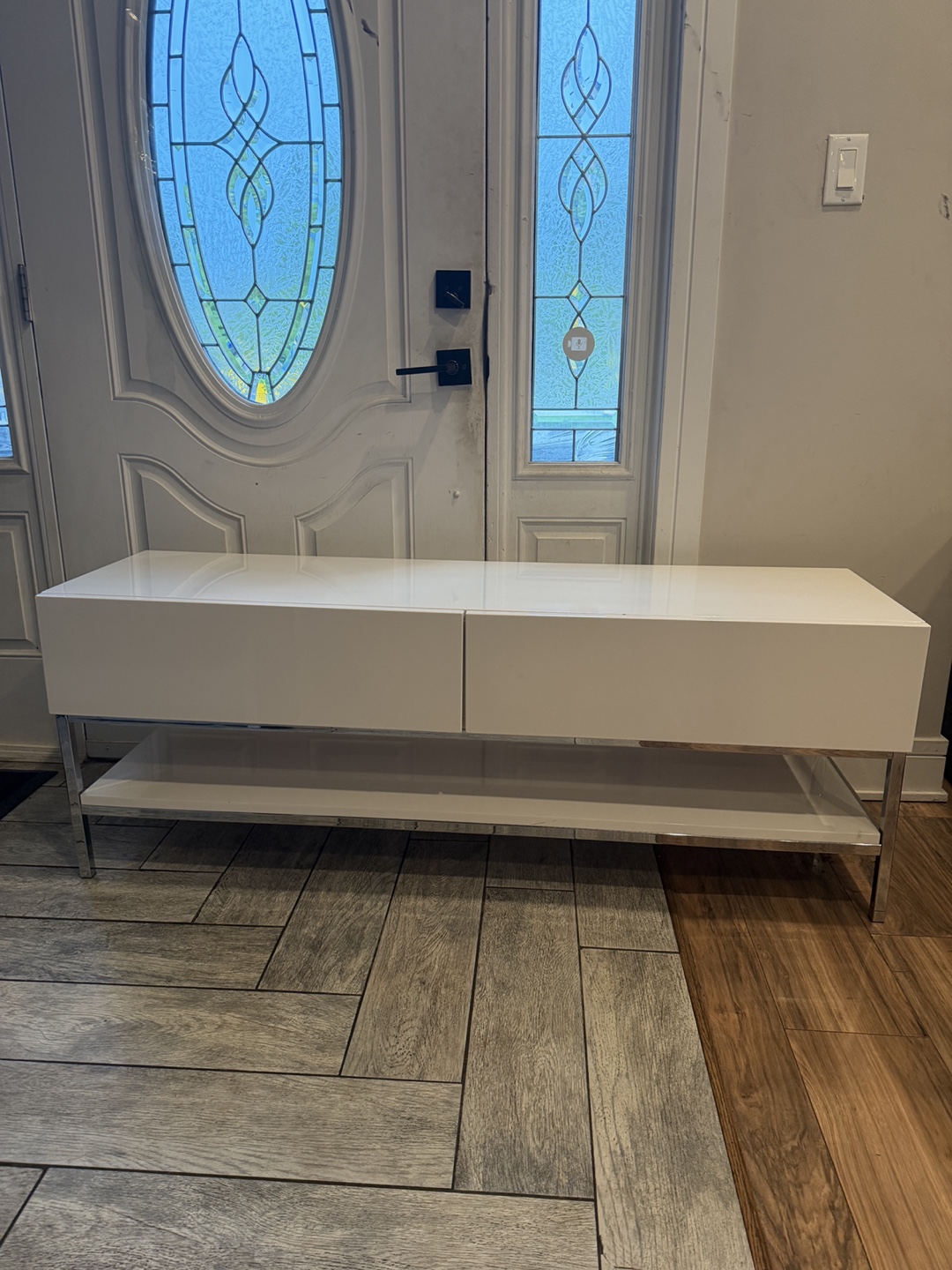 White Glossy TV Console Table - photo 2