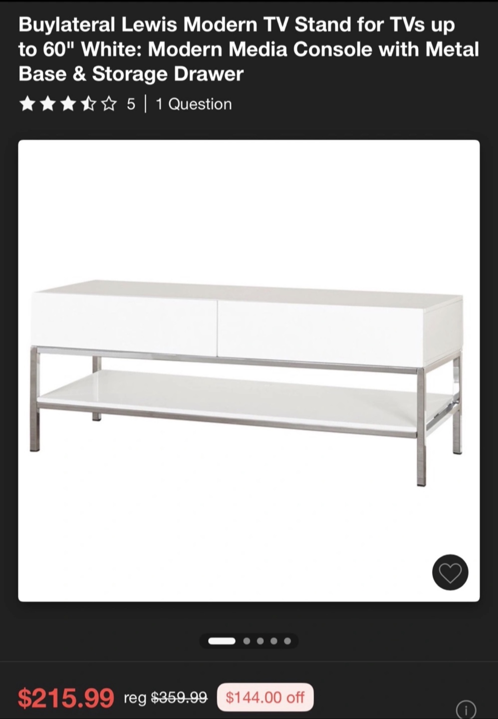 White Glossy TV Console Table - photo 5
