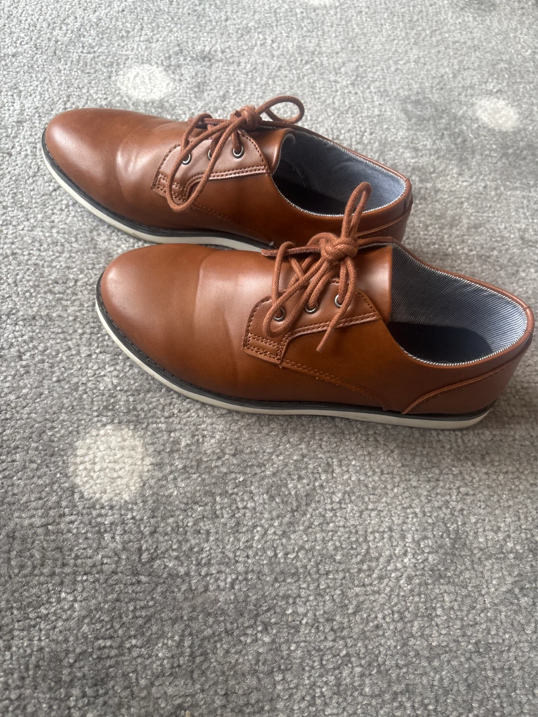 Brown Faux Leather Oxford boys dress Shoes