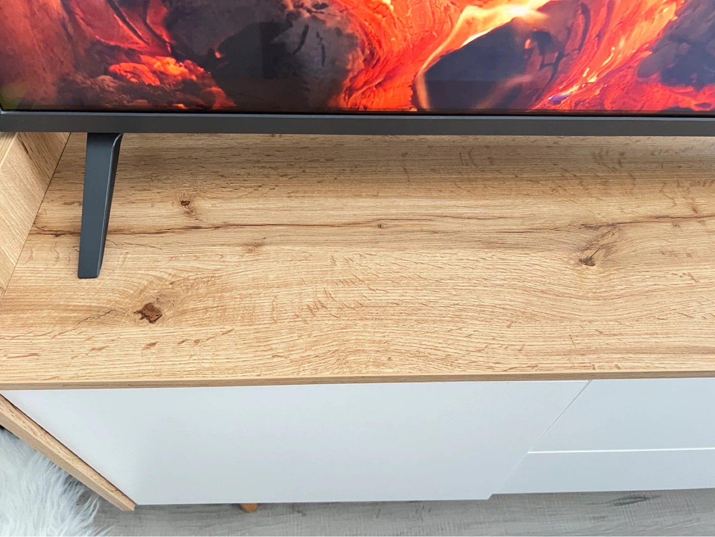 Modern White and Wood TV Stand with Storage - photo 4