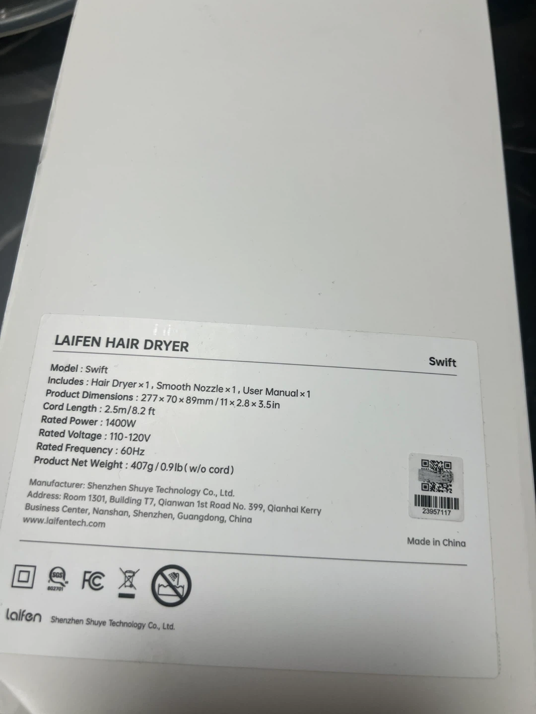 Laifen Swift Hair Dryer - Black - photo 5