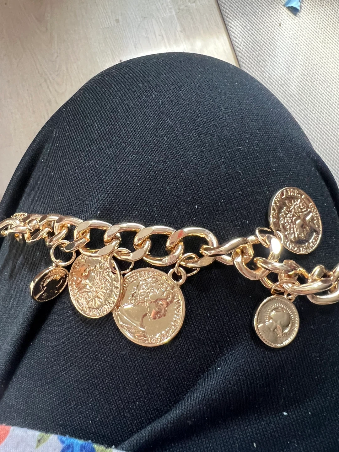 Gold Chain Bracelet with Coin Charms - photo 3