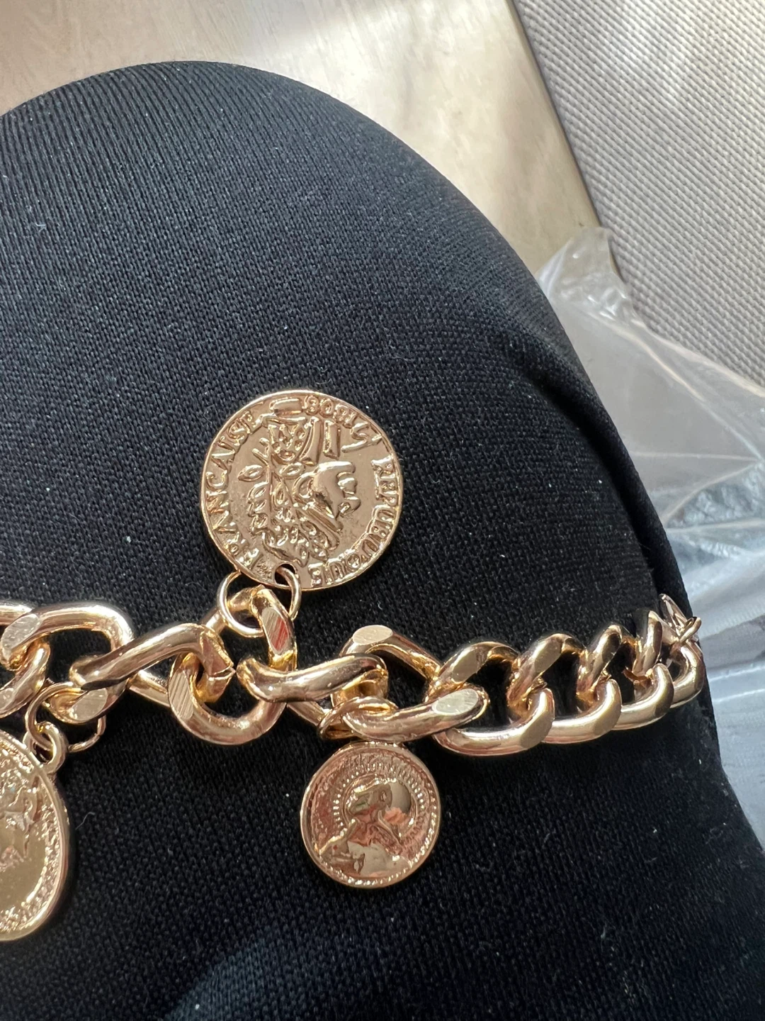 Gold Chain Bracelet with Coin Charms - photo 2