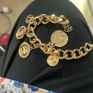 Gold Chain Bracelet with Coin Charms
