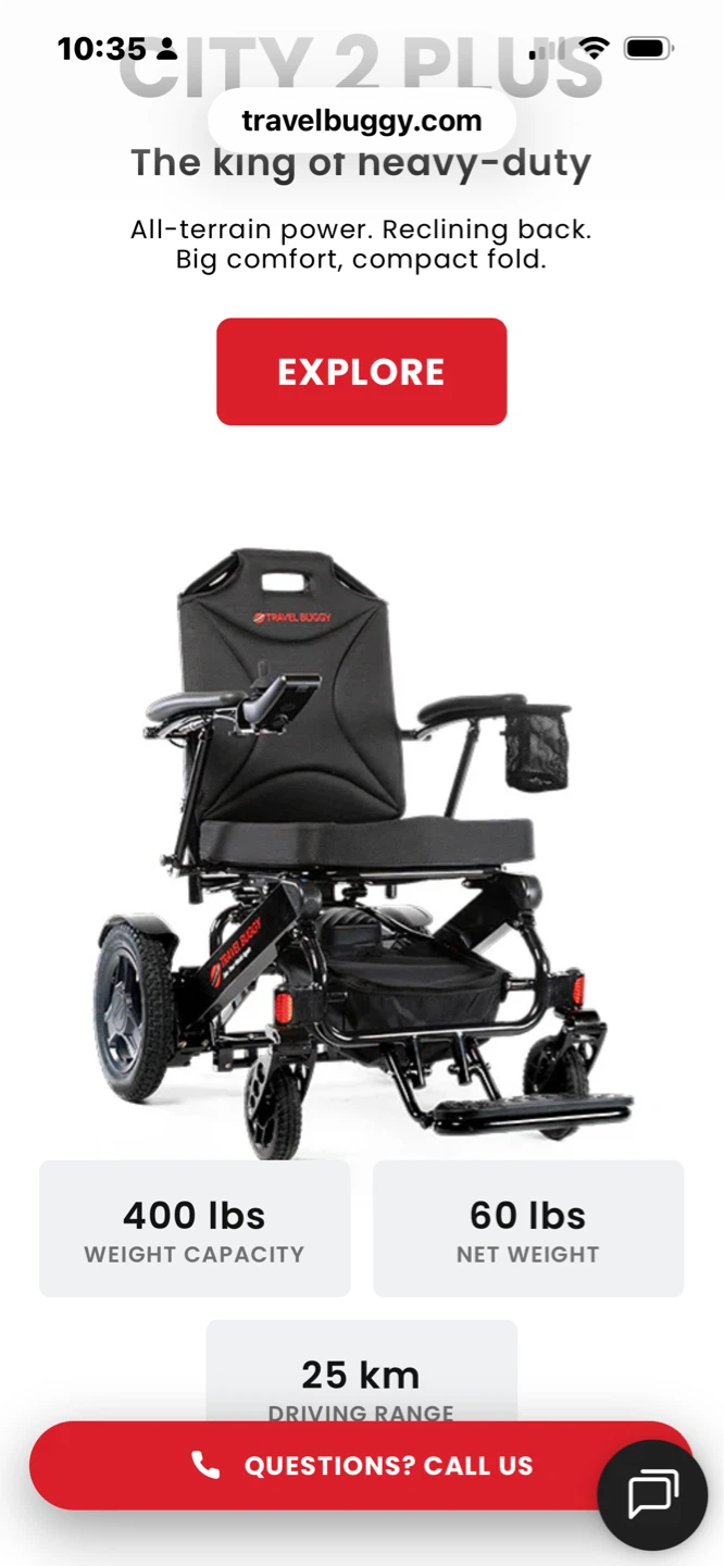 Travel Buggy City 2 Plus Electric Wheelchair