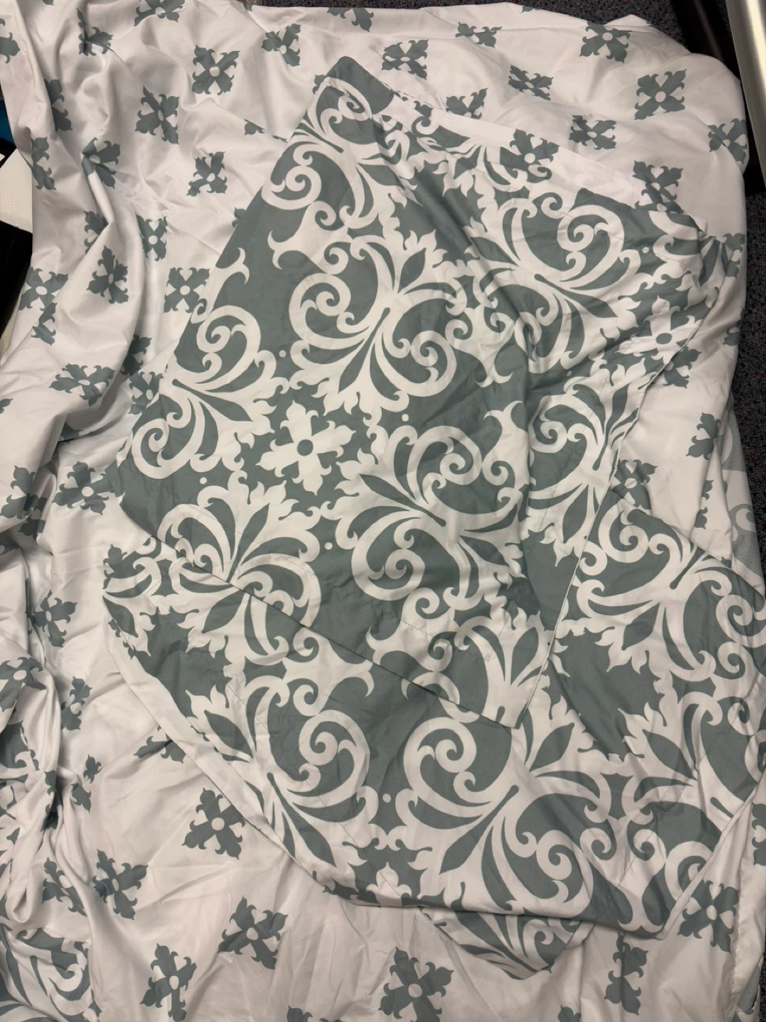Grey and White Floral Pattern Duvet Cover