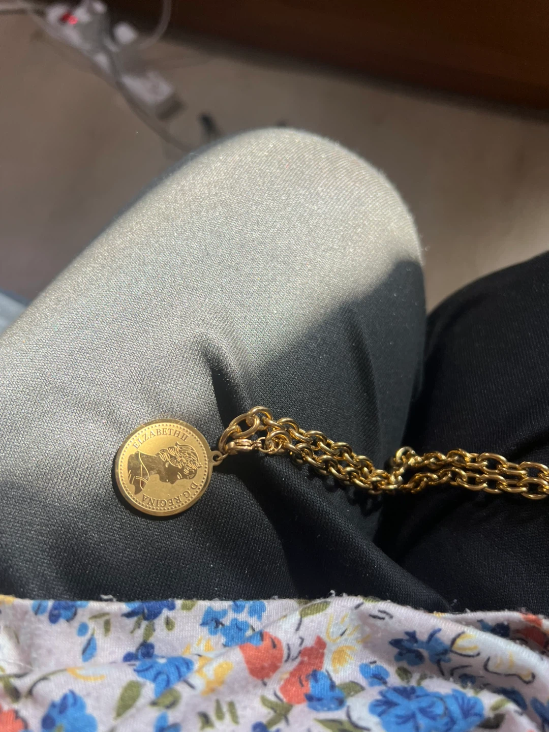 Gold Chain Necklace with Coin Pendant