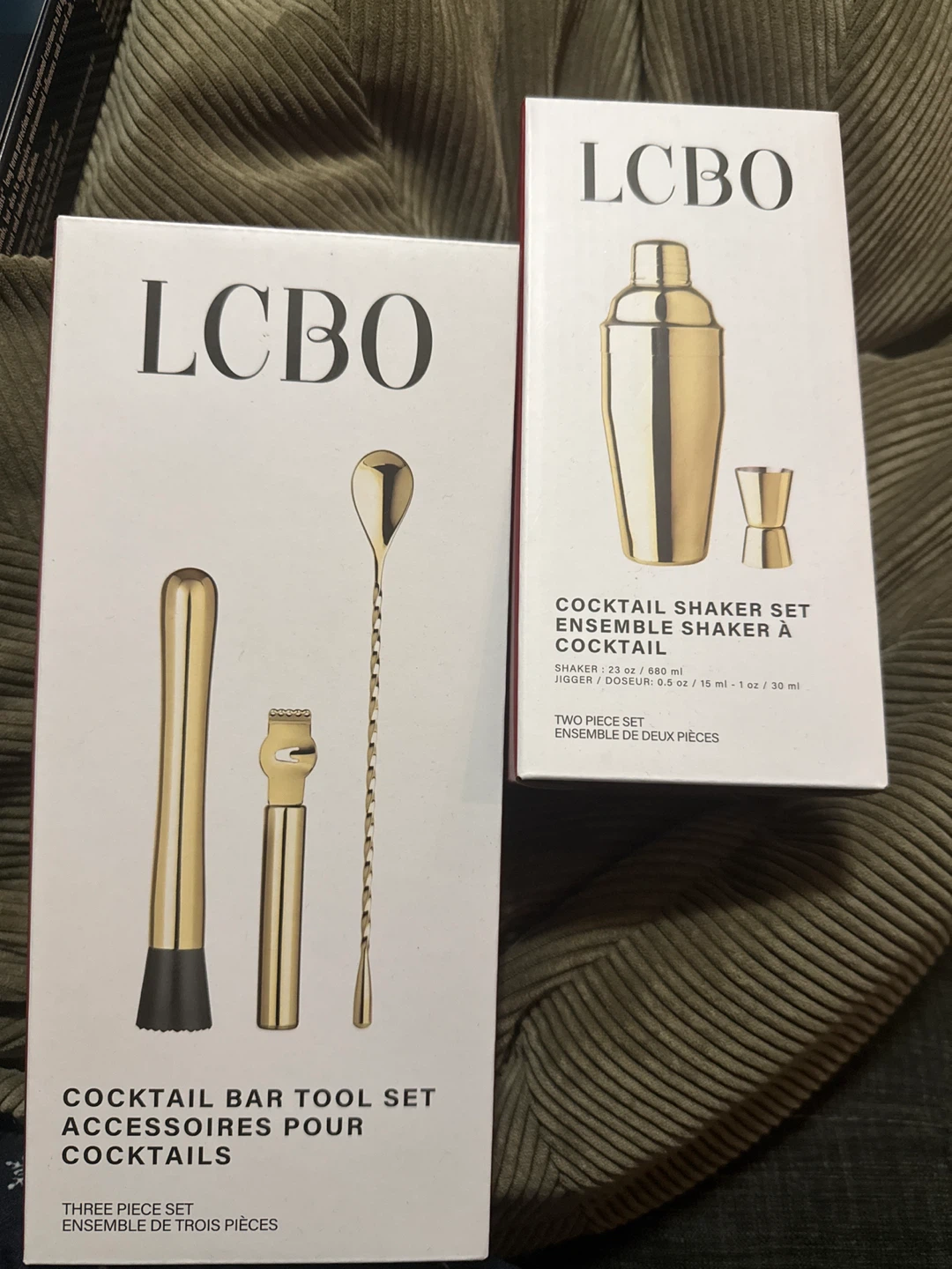 LCBO Cocktail Bar Tool Set and Shaker Set - Gold