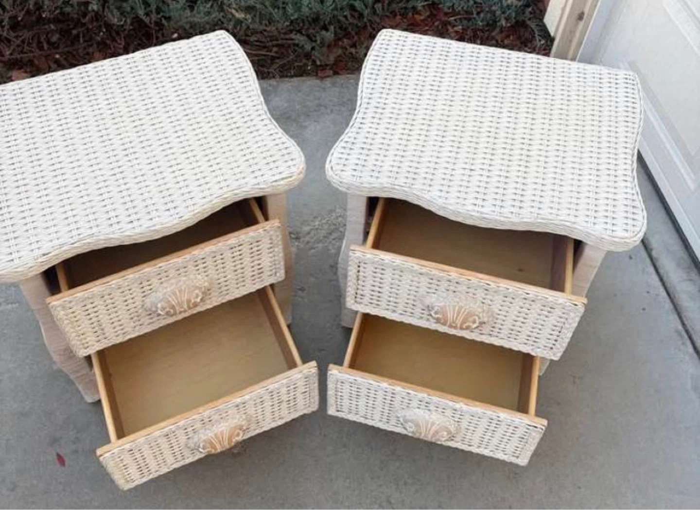 Vintage Pier 1 Imports Wicker Rattan Boho Nightstands - photo 2