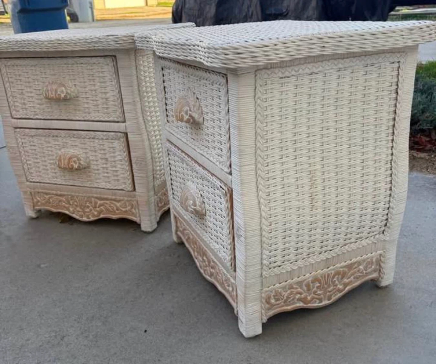 Vintage Pier 1 Imports Wicker Rattan Boho Nightstands - photo 3