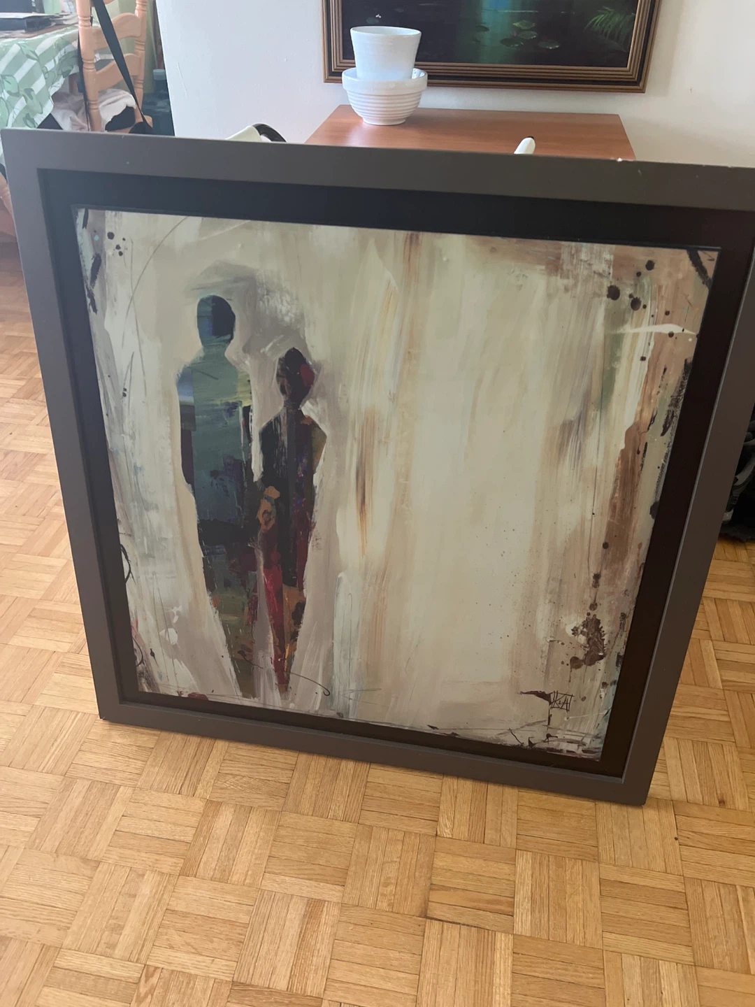 Framed Abstract Art Print - Two Silhouettes