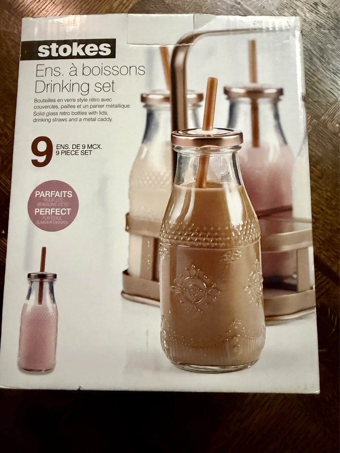 Stokes 9-Piece Retro Drinking Set with Metal Caddy