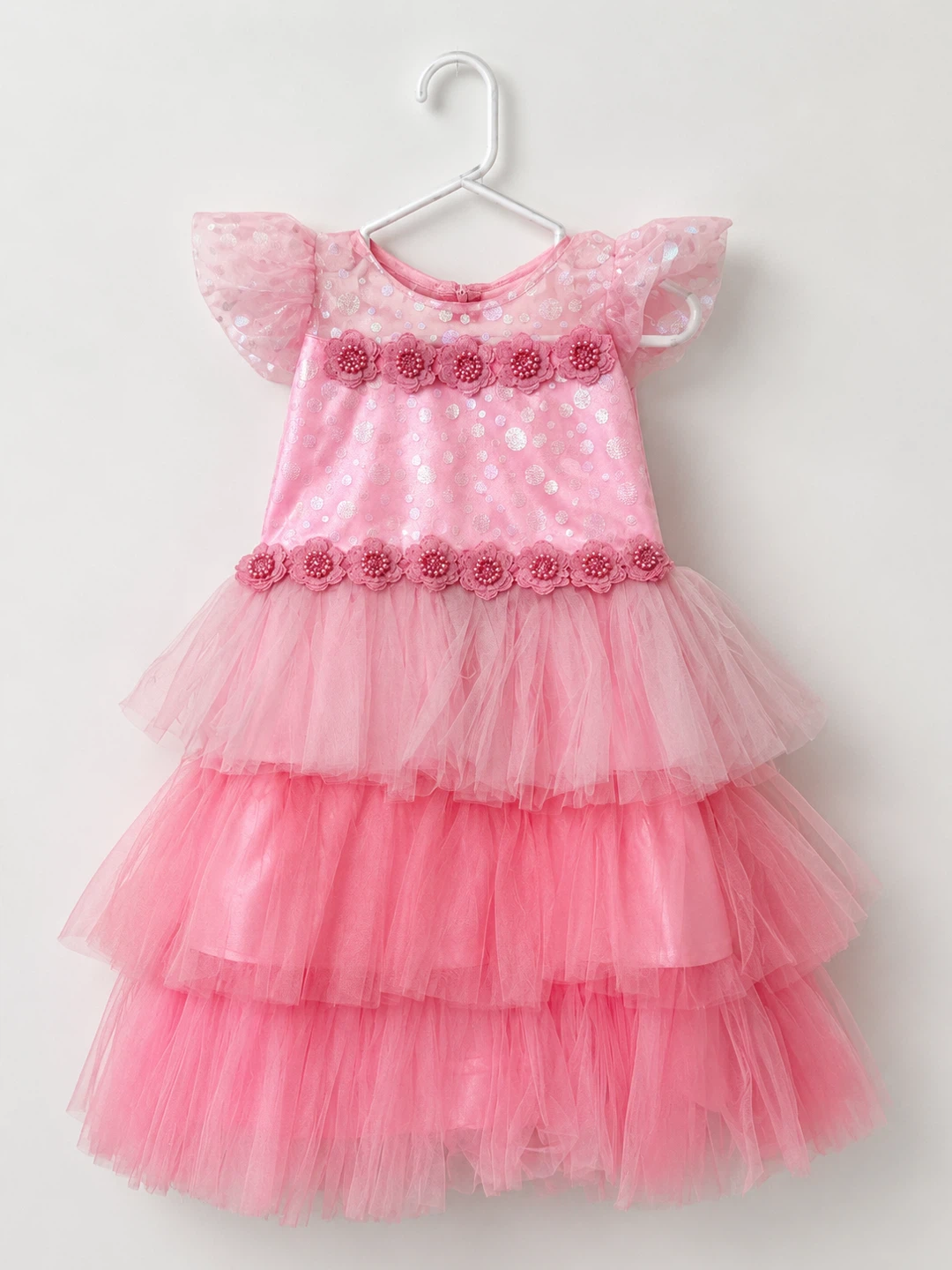 🌸Pink Tiered Tulle Dress with Bow🌸