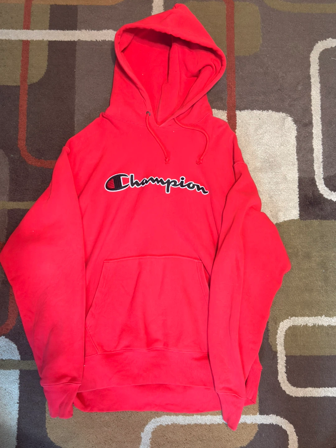 Champion Red Reverse Weave Hoodie Size XL