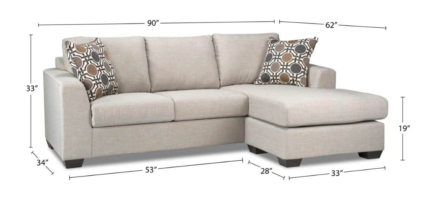 Nina 2-Piece Linen-Look Sectional - Taupe - photo 3