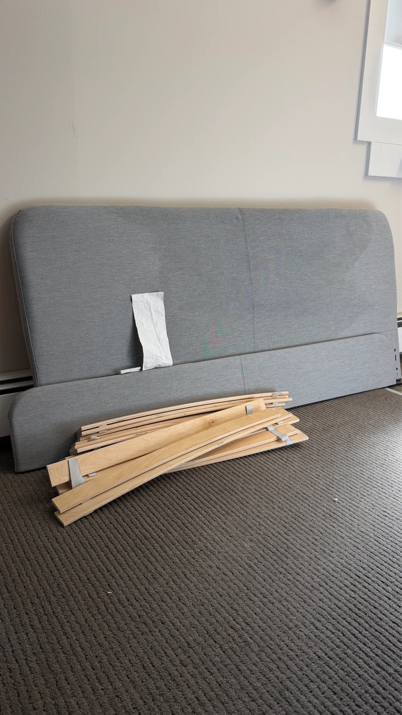 IKEA-Grey Upholstered Bed Frame - photo 2