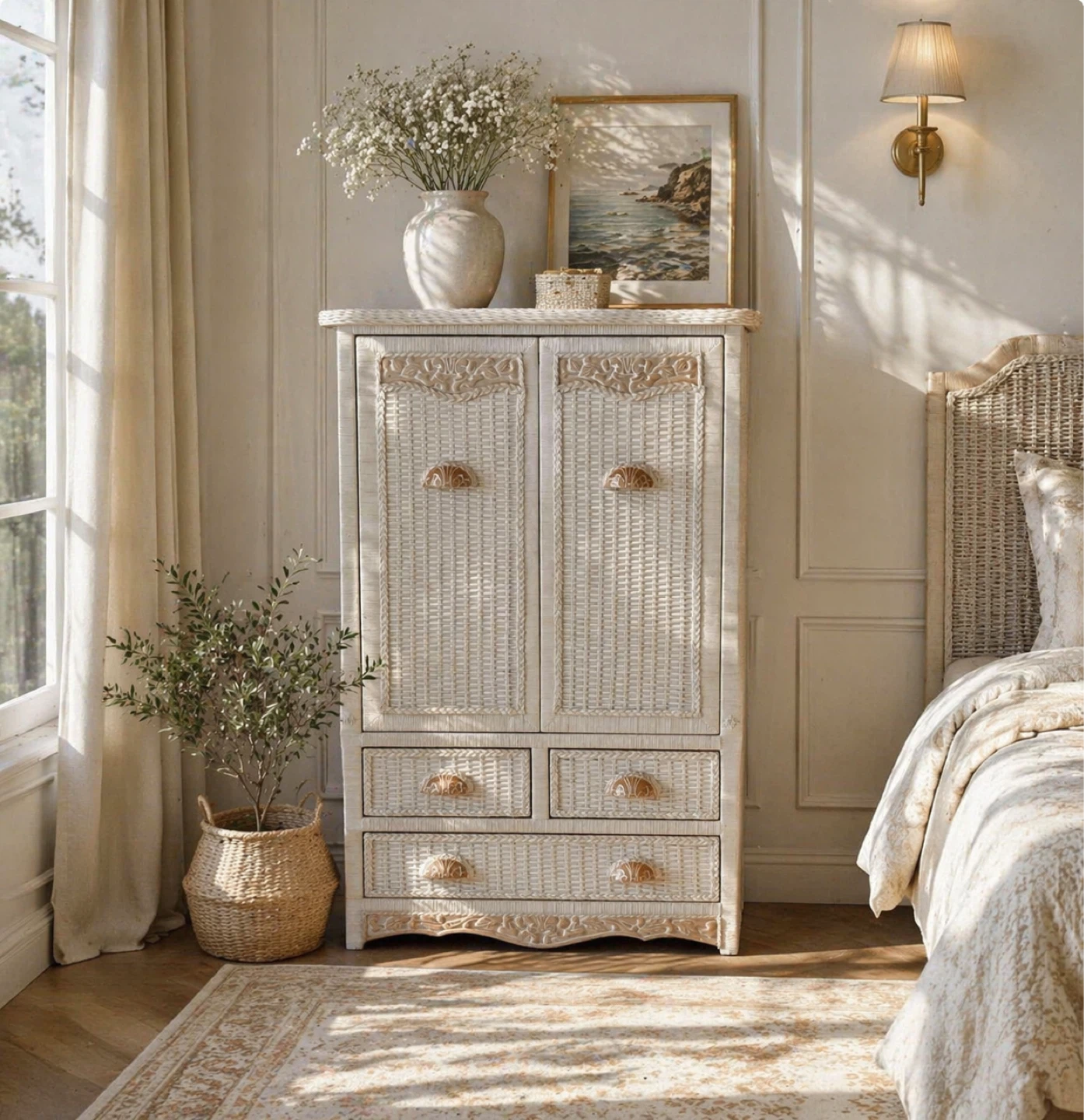 Vintage Pier 1 Rattan Armoire – Jamaican Collection 💵$525