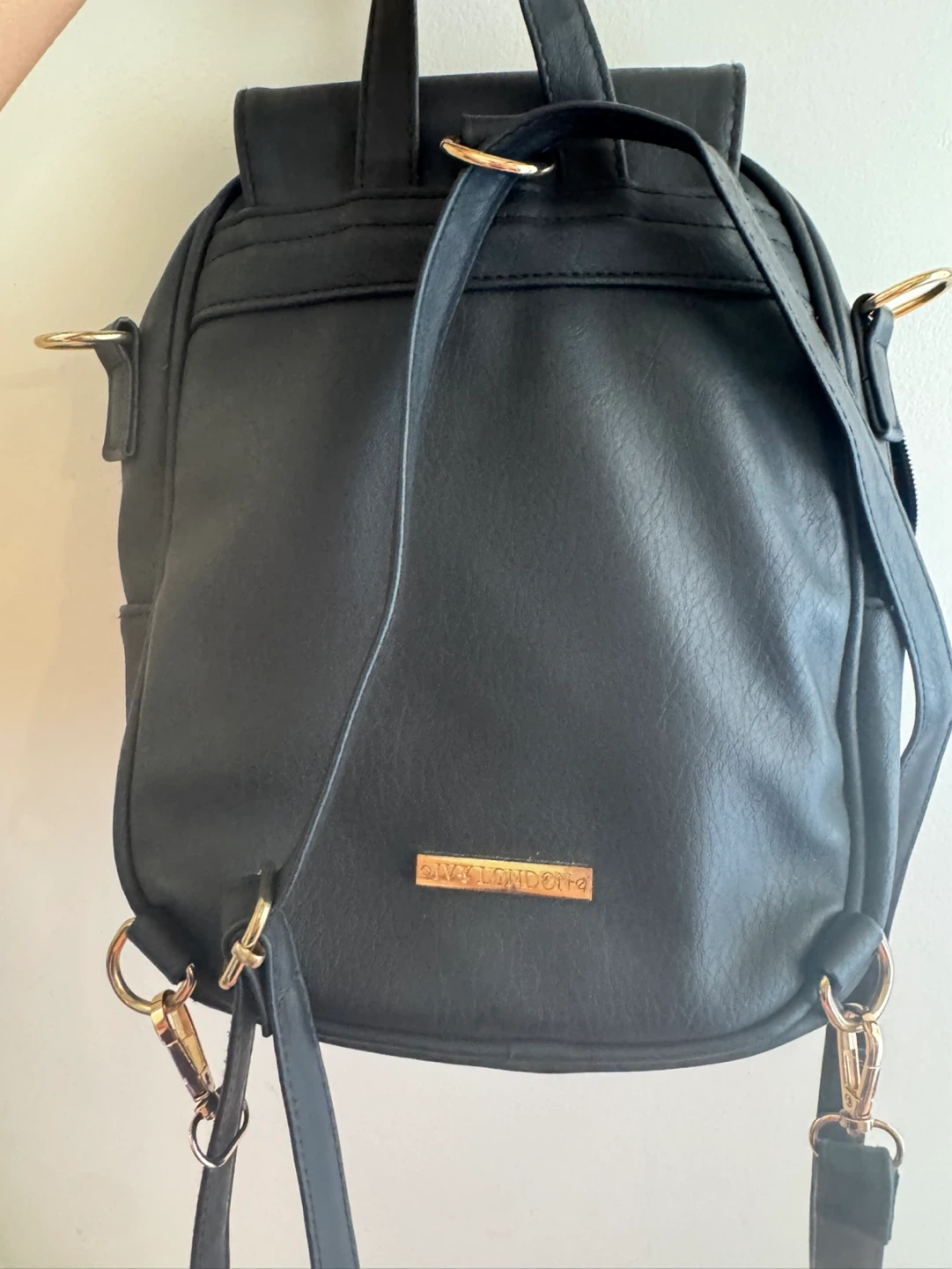Black Ivy London Backpack with Gold Studs and Bow Detail - photo 3