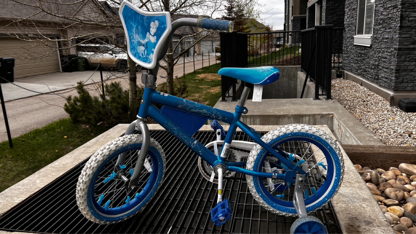 Blue Disney Cinderella Kids14” Bike with Training Wheels