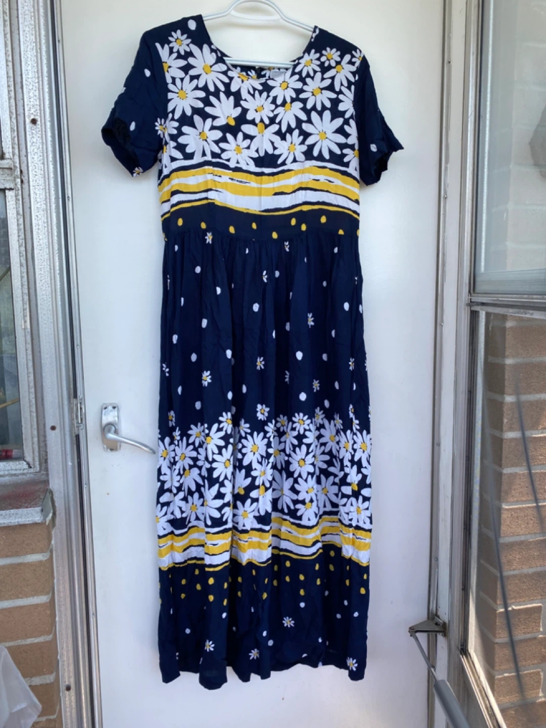 Navy Daisy Print Maxi Dress