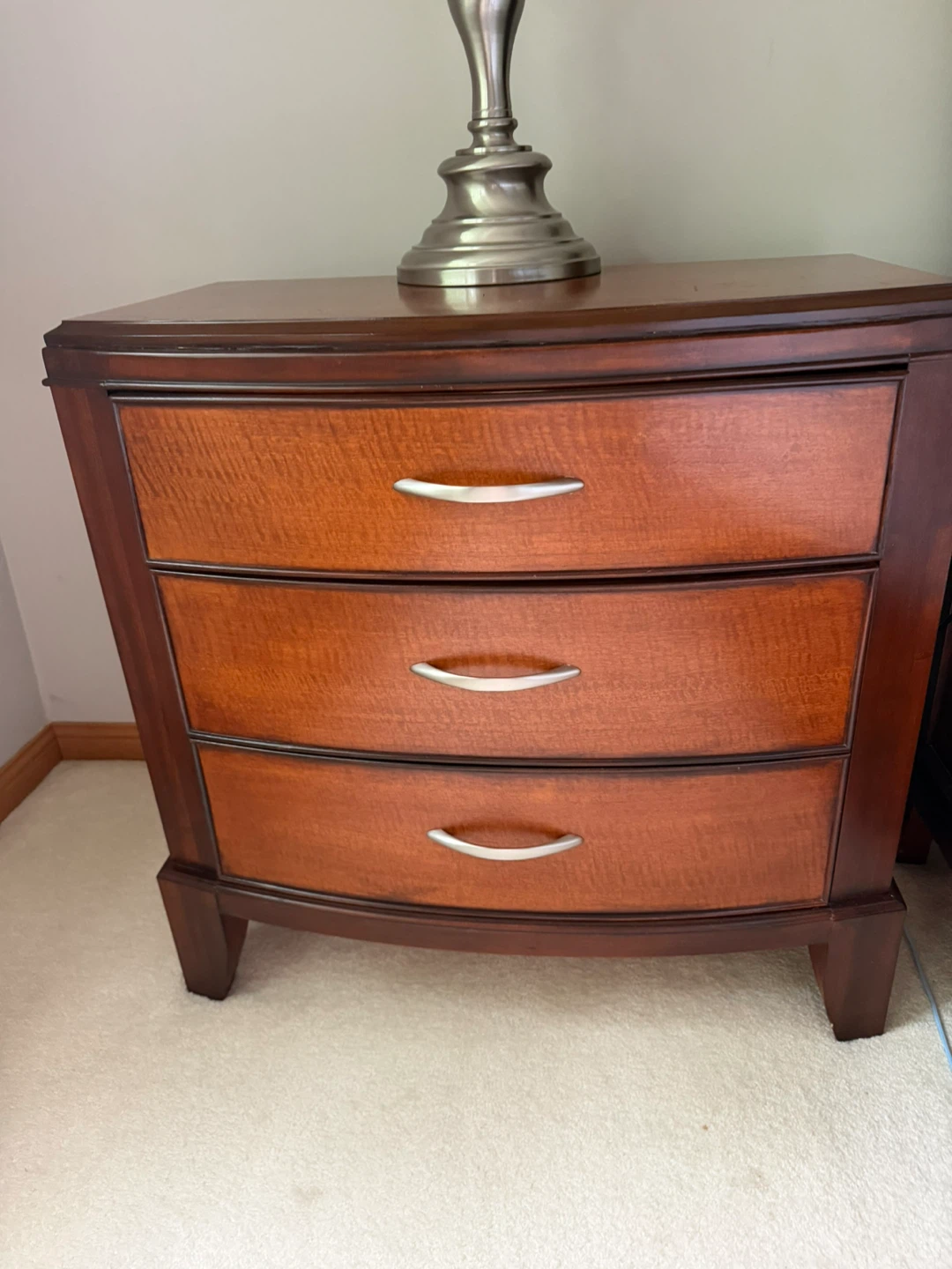 Wooden Nightstand with 3 Drawers