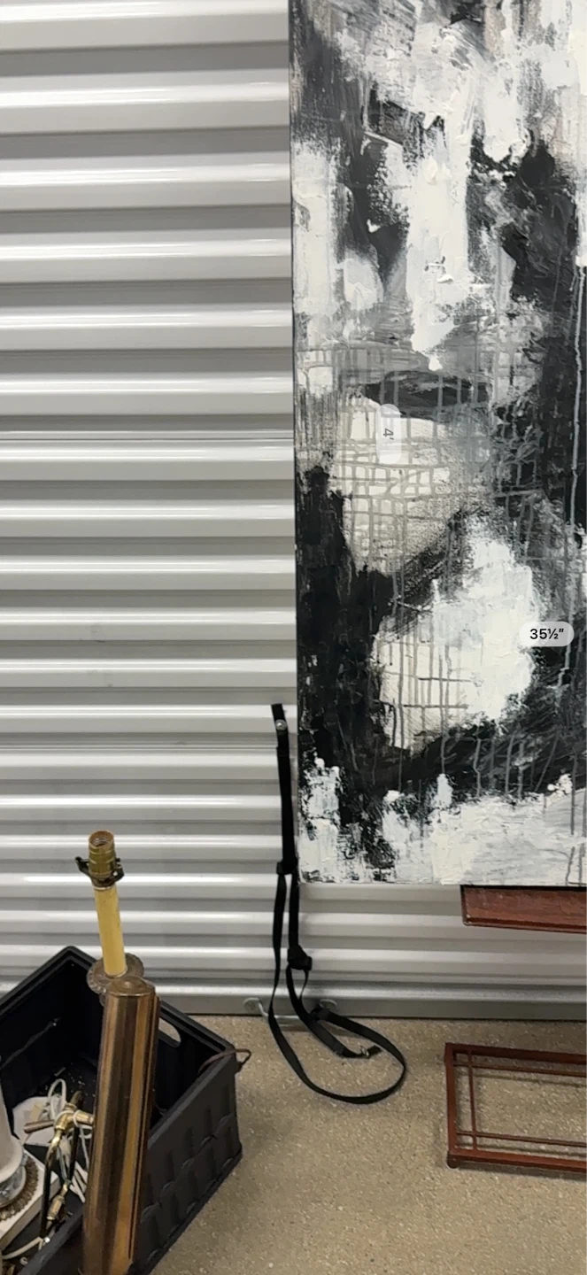 VTG Abstract Black and White Mixed Media Oil Painting35.5" - photo 4
