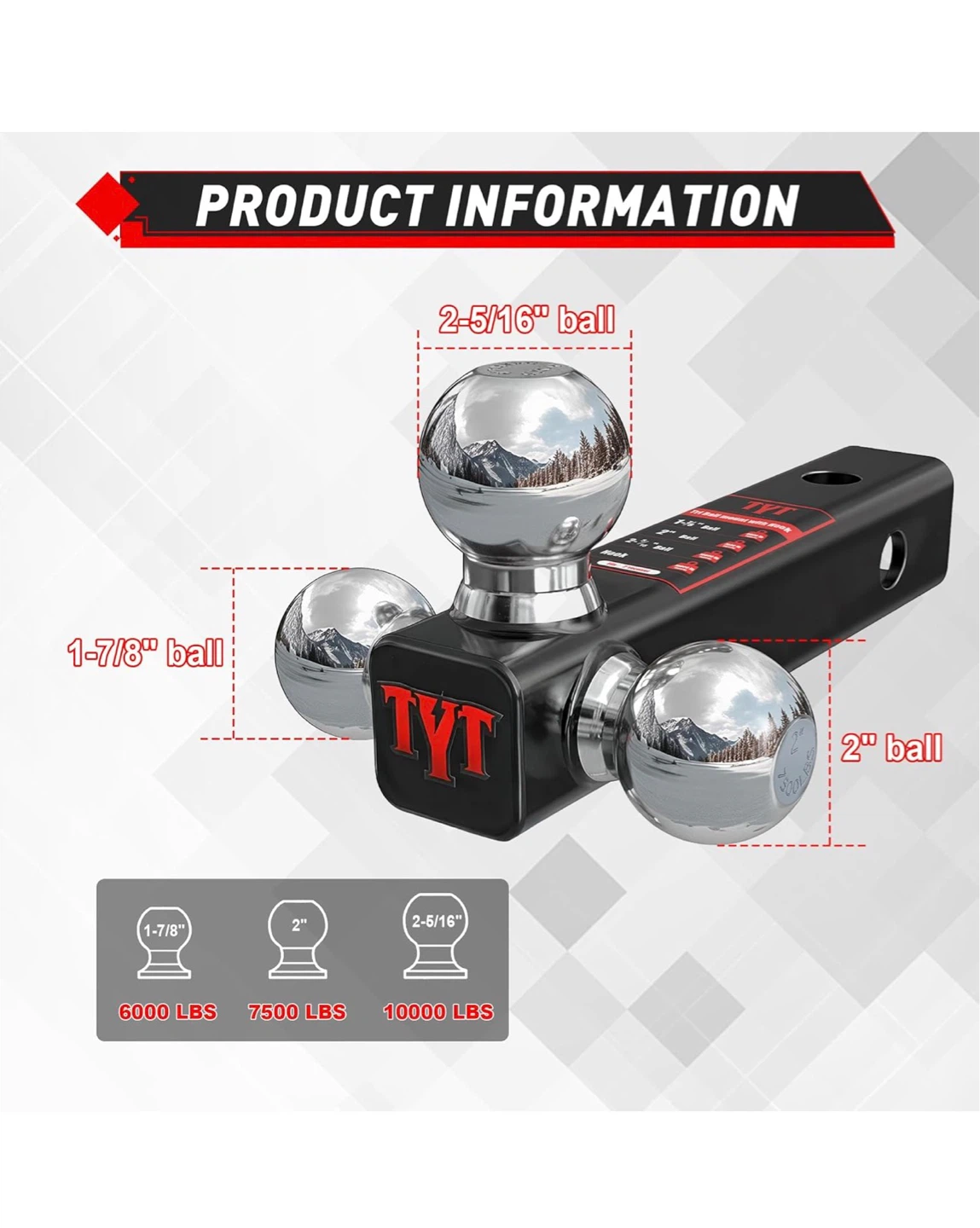 TYT Multi-Ball Trailer Hitch Ball Mount - photo 3