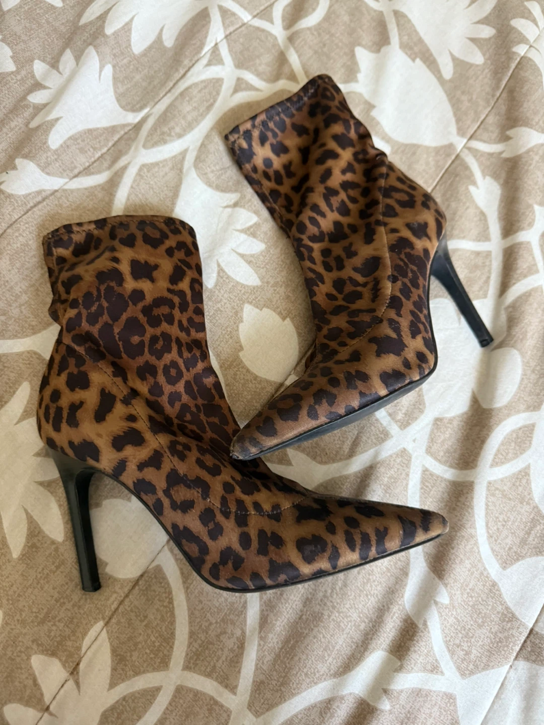 Women's Leopard Print Stiletto Ankle Boots - Size 37