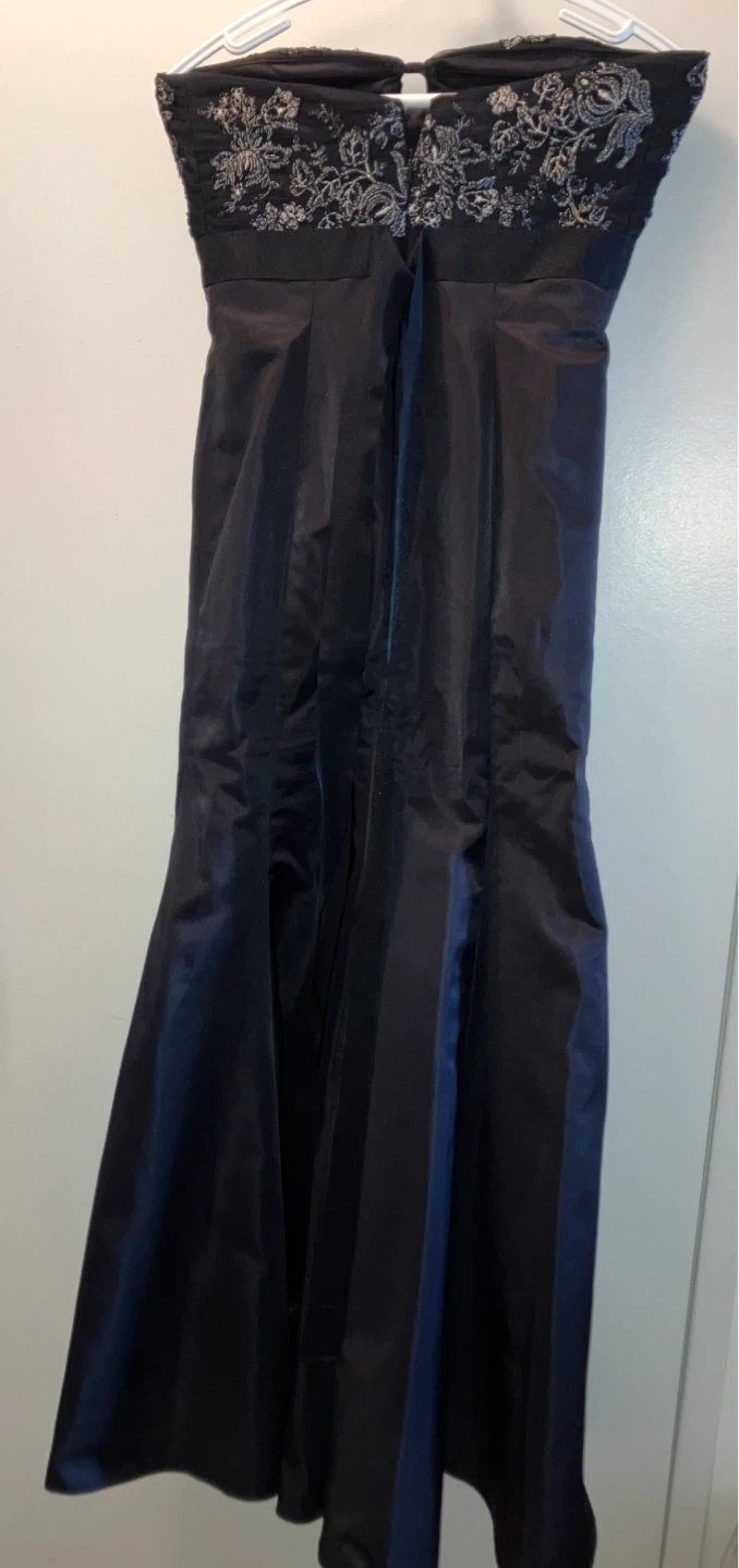 Strapless Beaded Bodice Navy Evening Gown - photo 2
