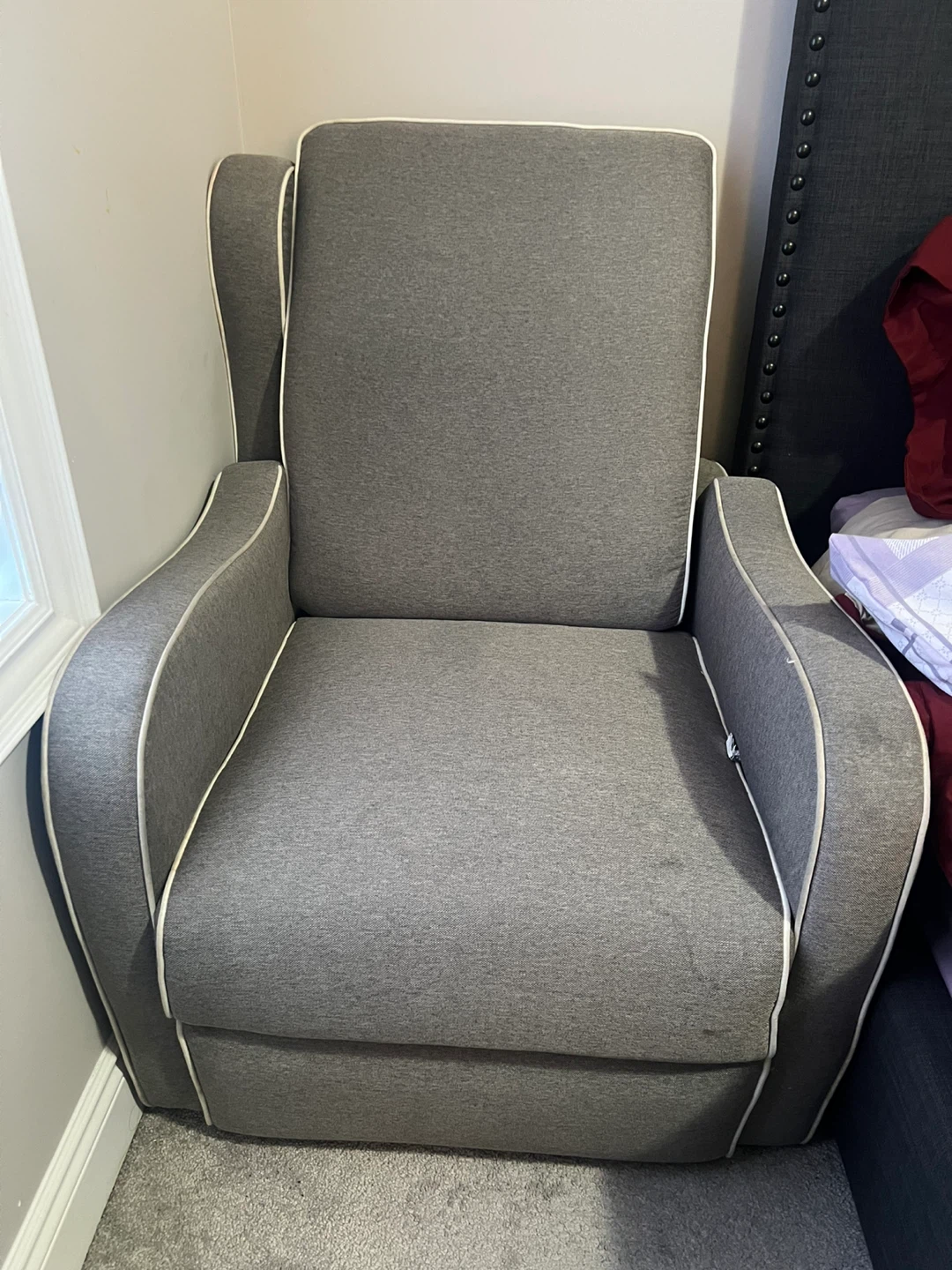 Grey Upholstered Glider Recliner