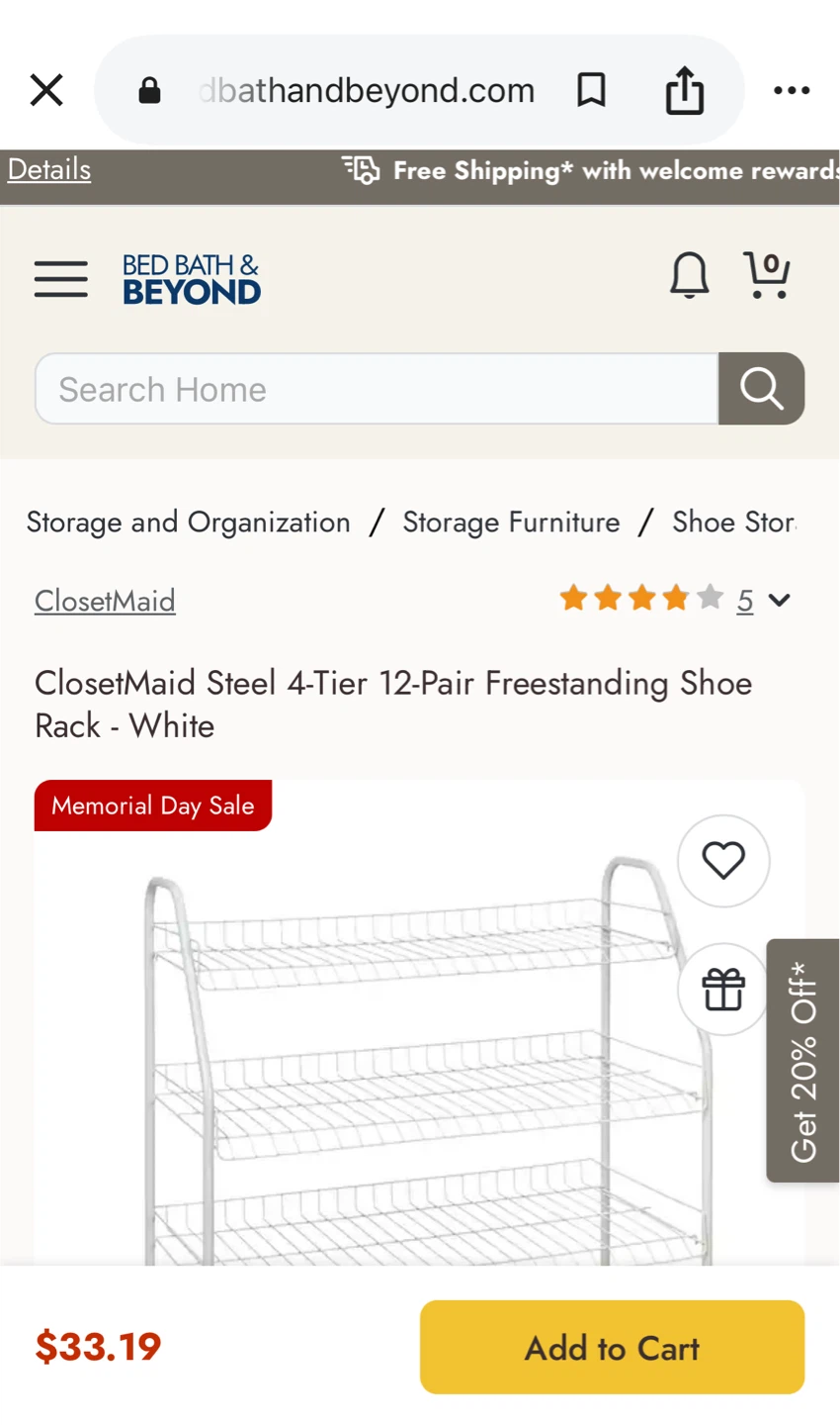 Steel-wire 4-Tier Shoe Rack - White - photo 4