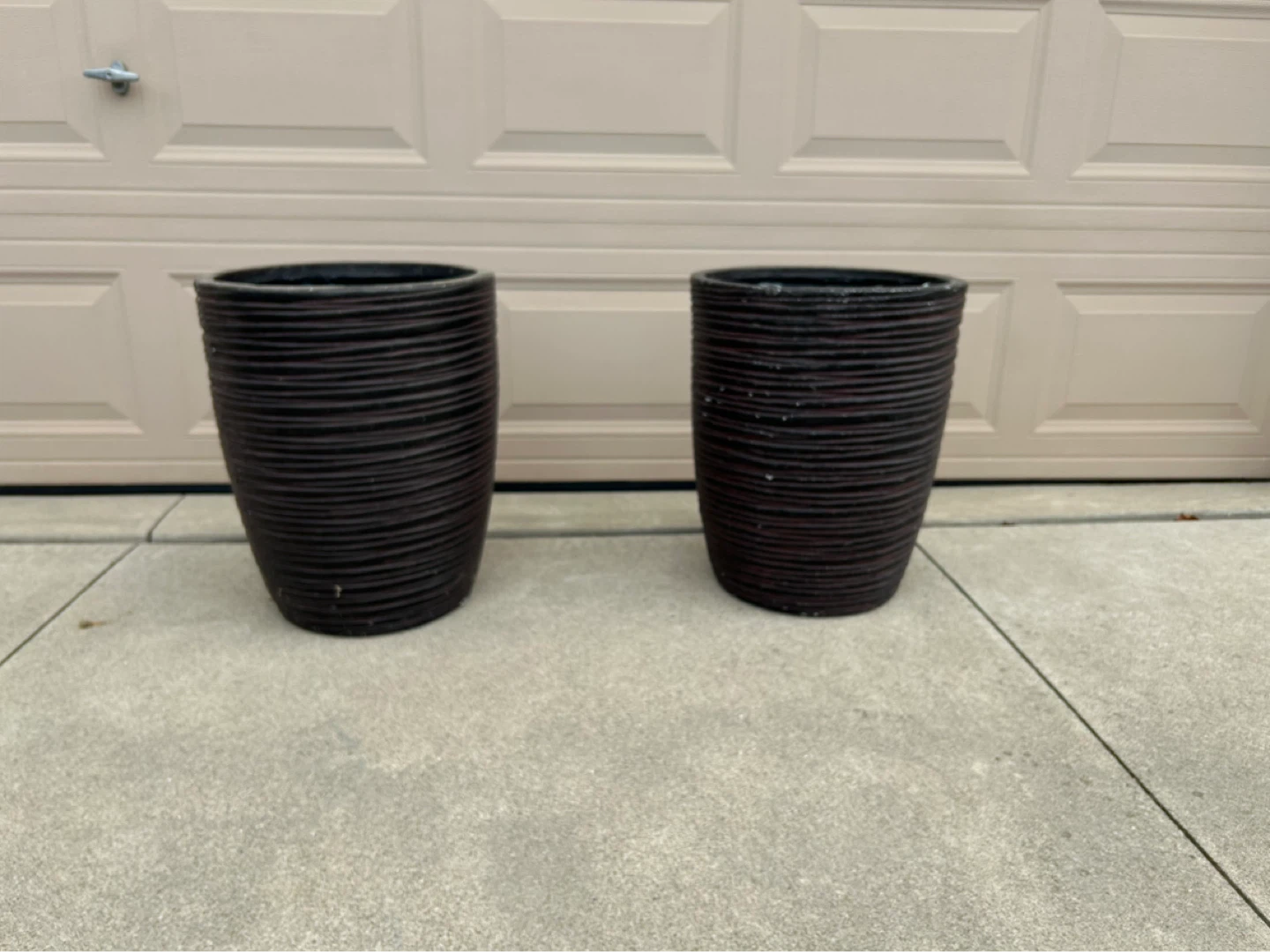 Two large acrylic/fiberglass planters