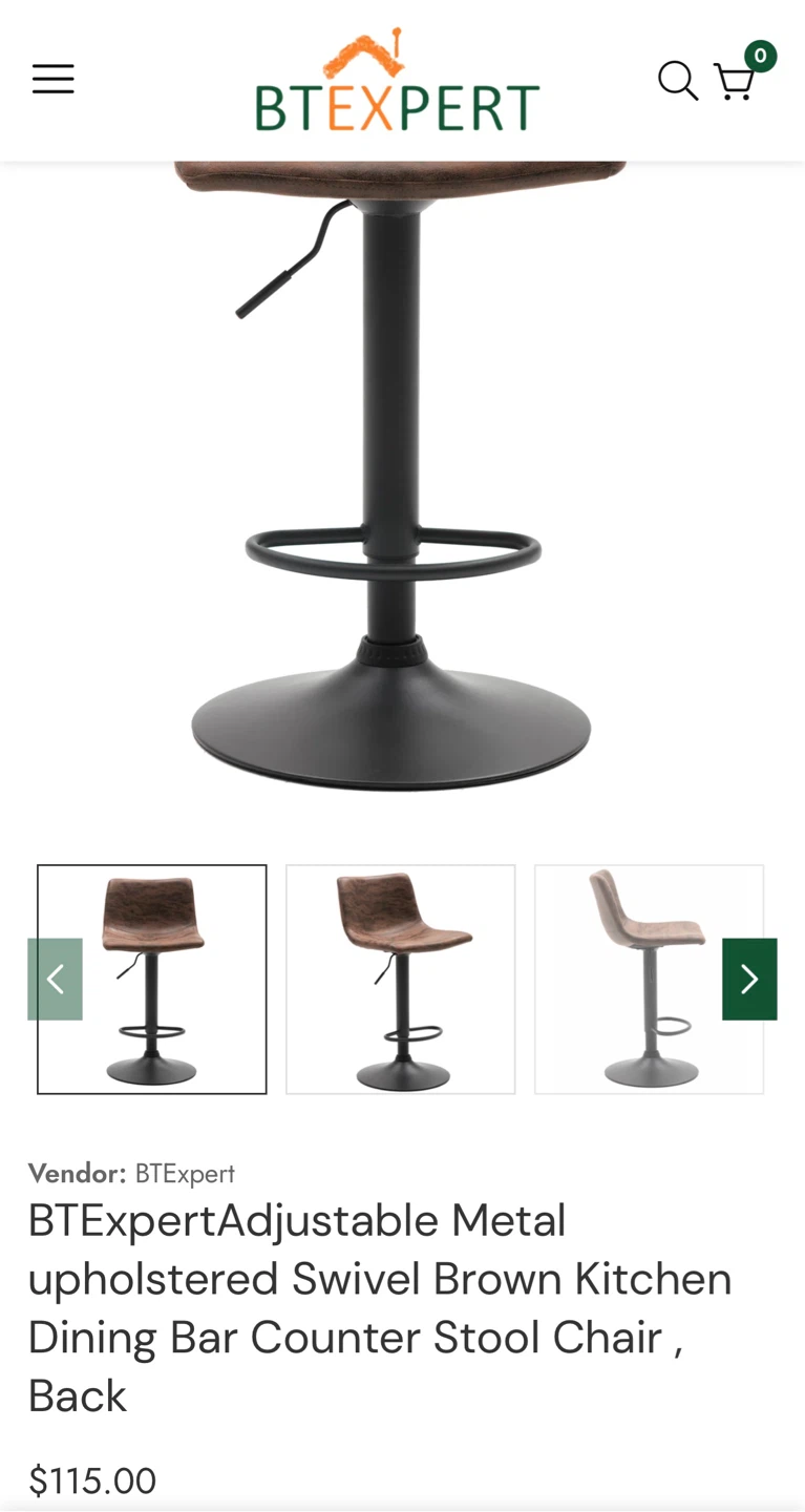 BTExpert Adjustable Swivel Brown Counter Stool Chairs (2) - photo 3