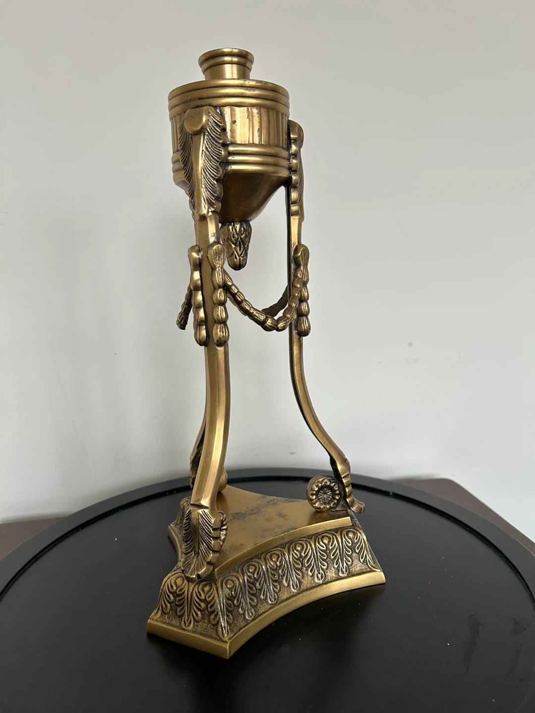 Vintage Neoclassical Brass Tripod Candlestick Holder - photo 5