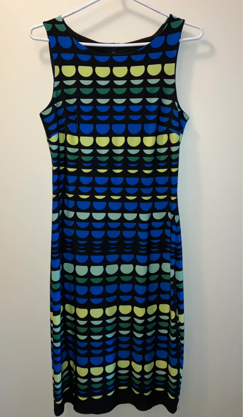 Lori M Collection Sleeveless Geometric Print Dress