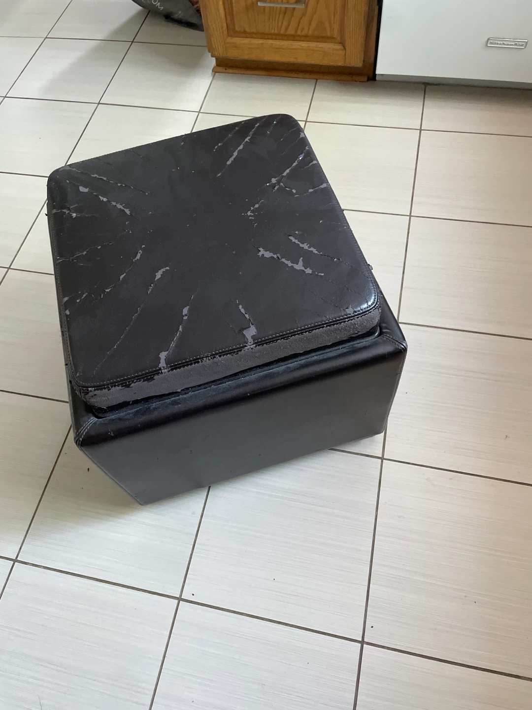 Black Storage Ottoman with Tray