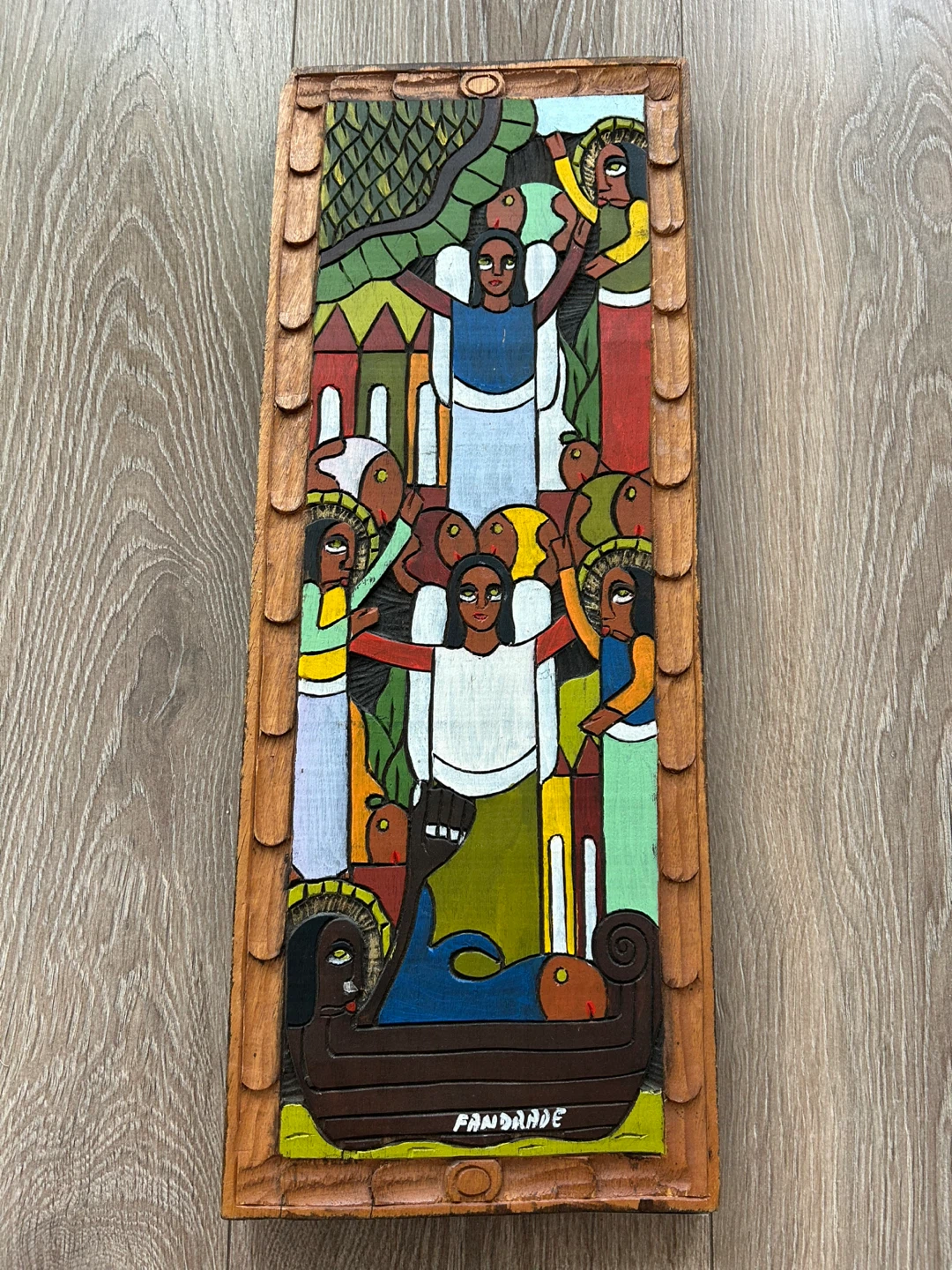 Andrade Viteri Hand-Carved Wood Relief EcuadorianArt