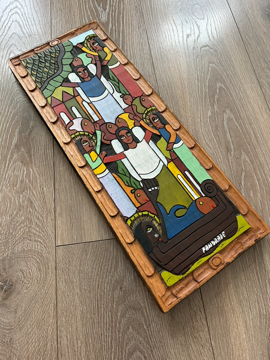Andrade Viteri Hand-Carved Wood Relief EcuadorianArt - photo 5