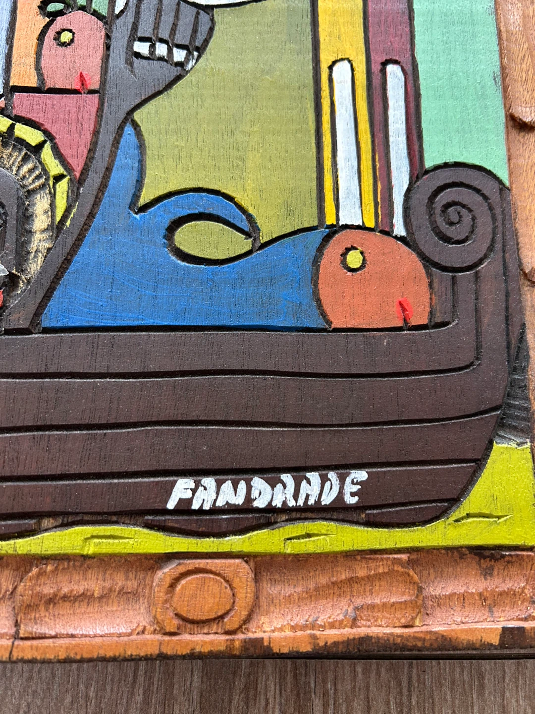Andrade Viteri Hand-Carved Wood Relief EcuadorianArt - photo 4
