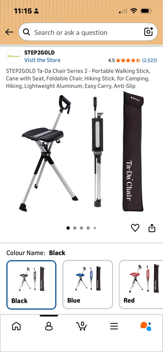 STEP2GOLD Ta-Da Chair Series 2 Walking Stick with Seat
