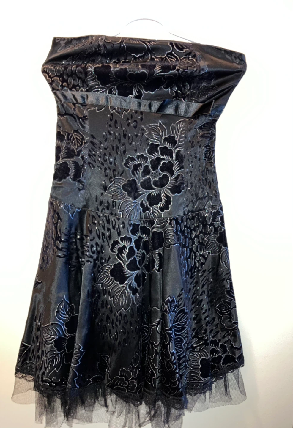 Fashionline Black Floral Strapless Dress Size 42