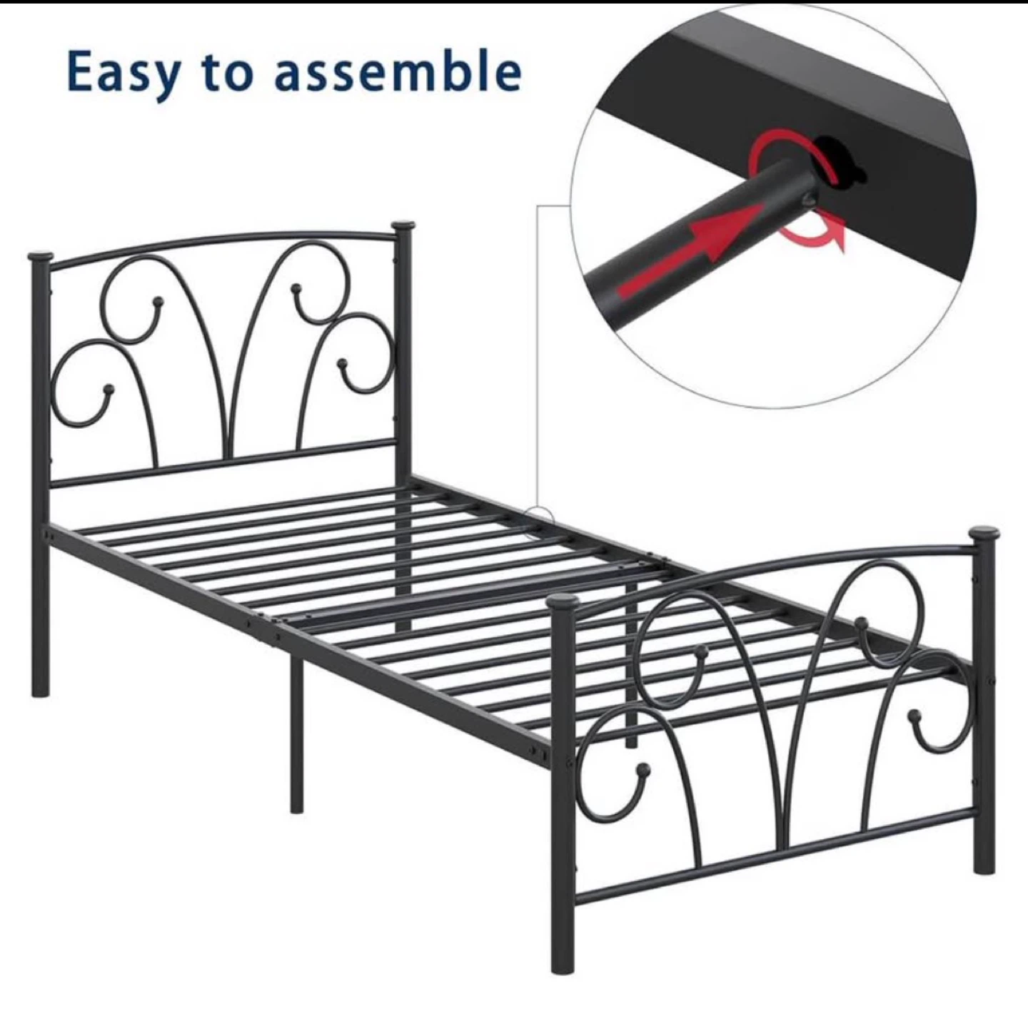 Black Metal Twin Bed Frame - photo 2